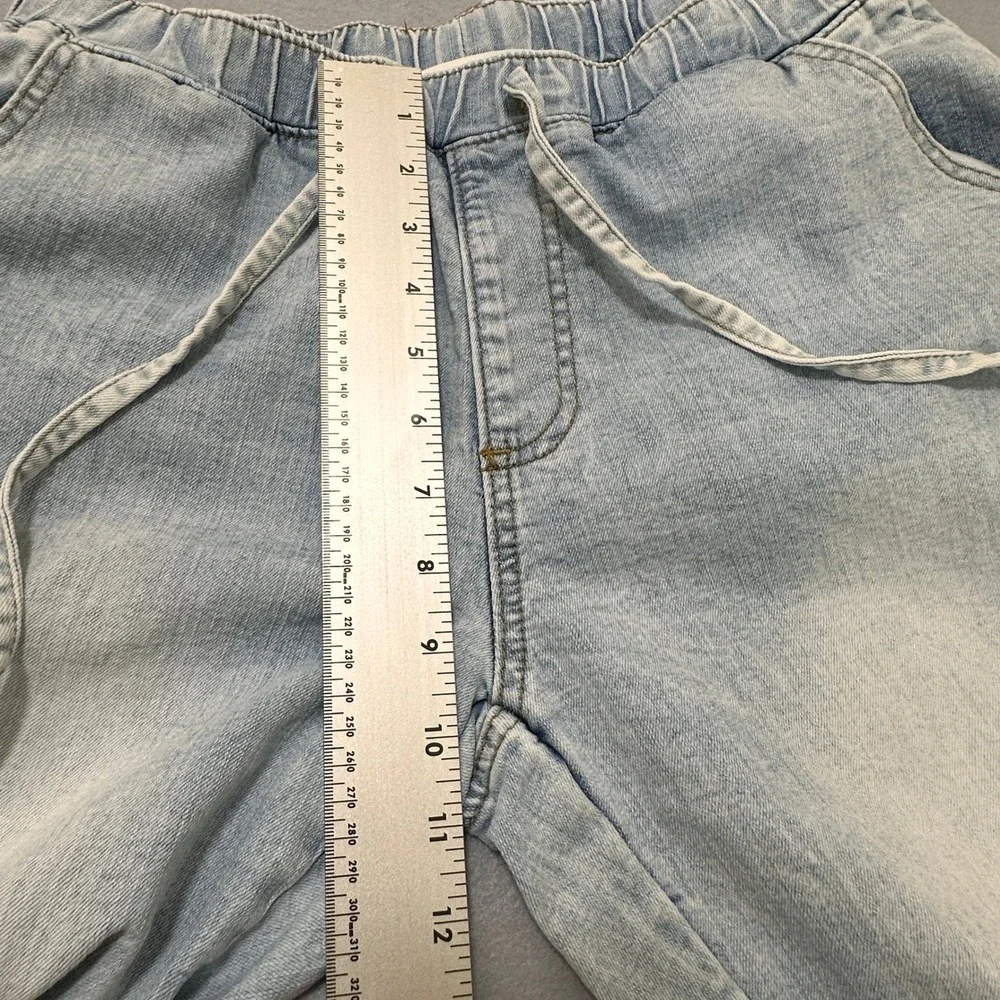 Almost Famous Cargo Denim Joggers‎ Womens Large Light Blue Elastic Waist